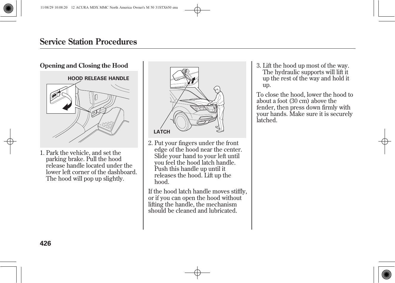 Service station procedures | Acura 2012 MDX User Manual | Page 433 / 617