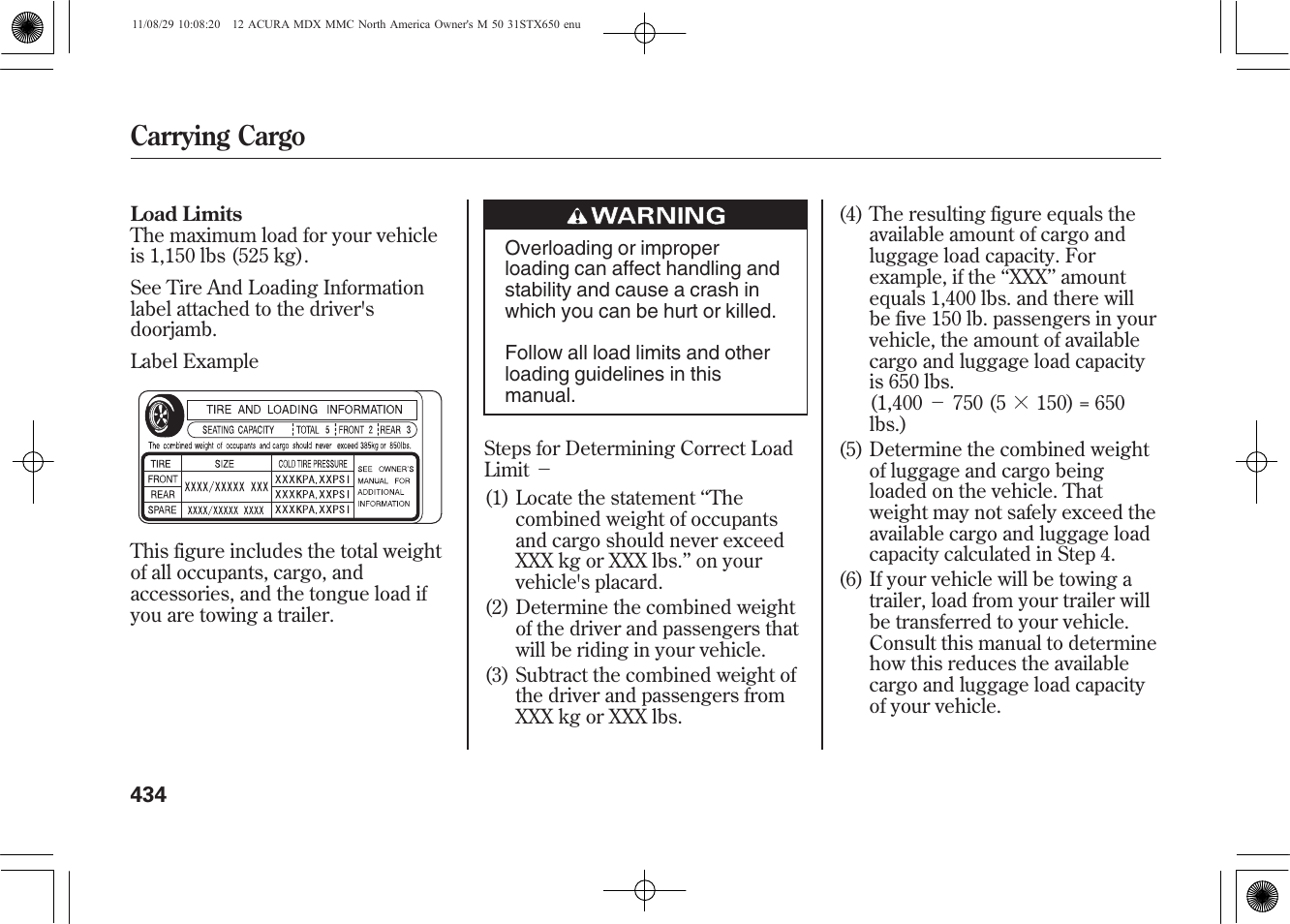 Carrying cargo | Acura 2012 MDX User Manual | Page 441 / 617