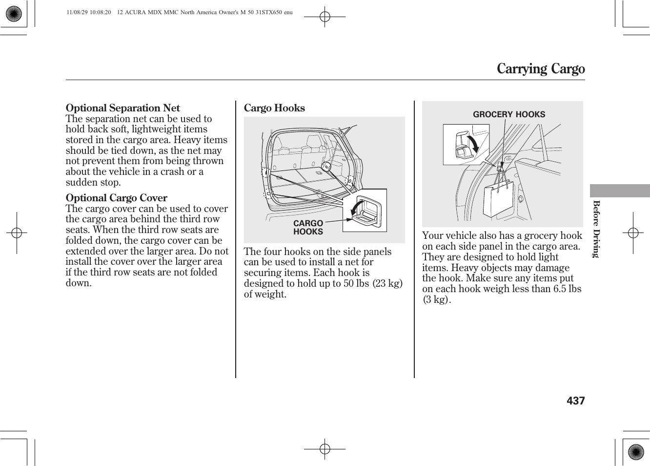 Carrying cargo | Acura 2012 MDX User Manual | Page 444 / 617