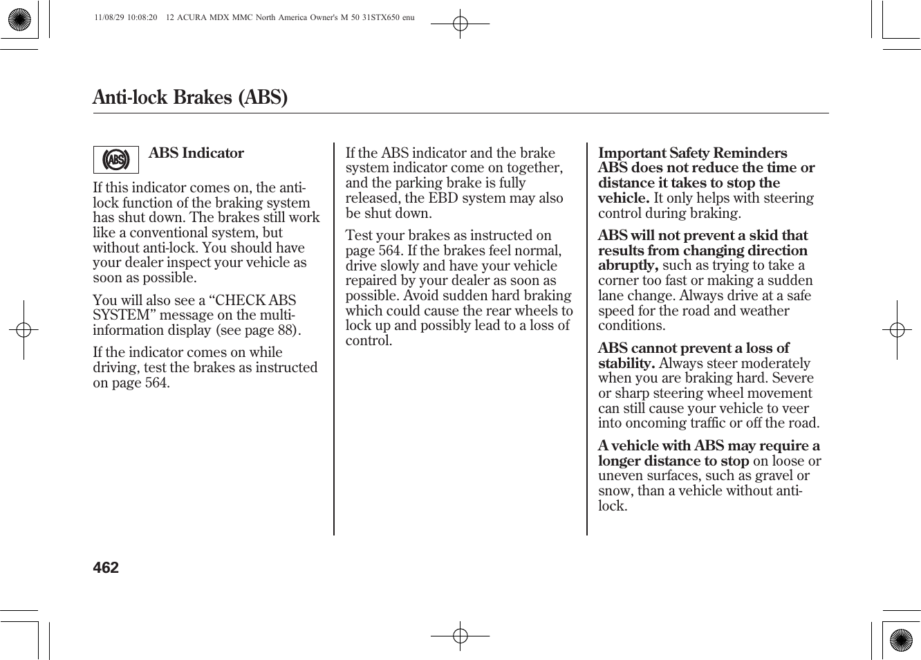 Anti-lock brakes (abs) | Acura 2012 MDX User Manual | Page 469 / 617