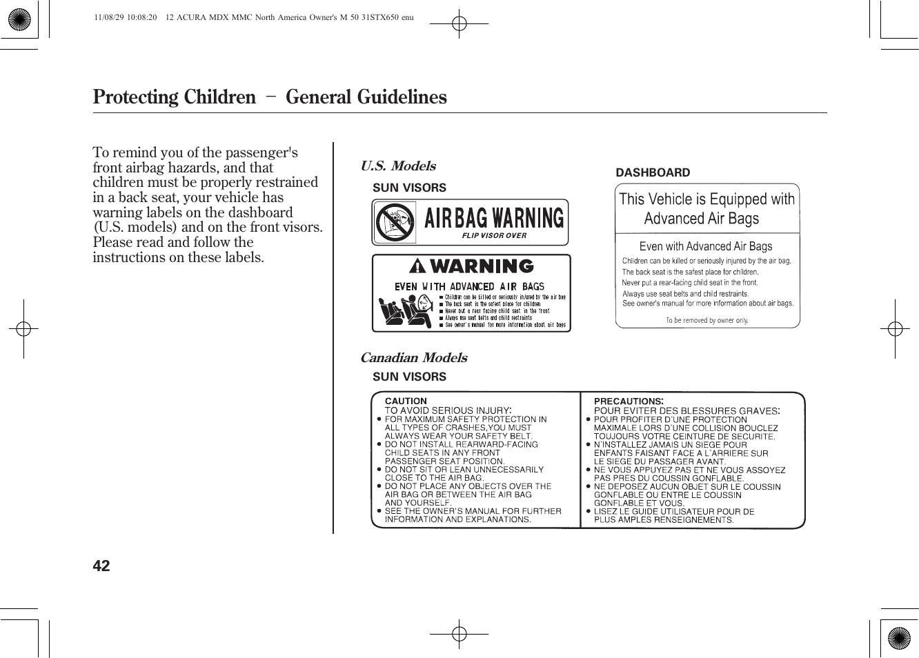 Protecting children － general guidelines | Acura 2012 MDX User Manual | Page 49 / 617