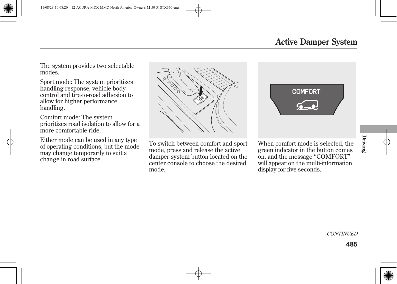 Active damper system | Acura 2012 MDX User Manual | Page 492 / 617