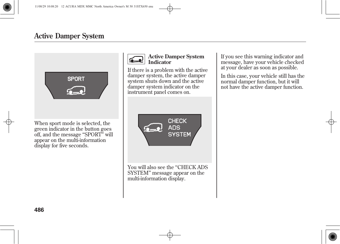 Active damper system | Acura 2012 MDX User Manual | Page 493 / 617