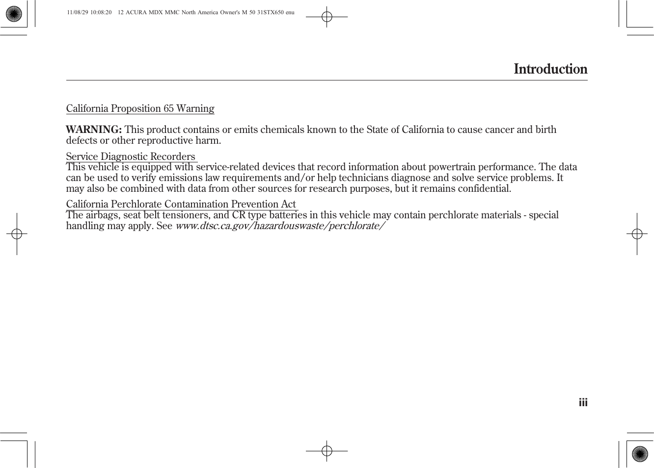 Introduction | Acura 2012 MDX User Manual | Page 5 / 617