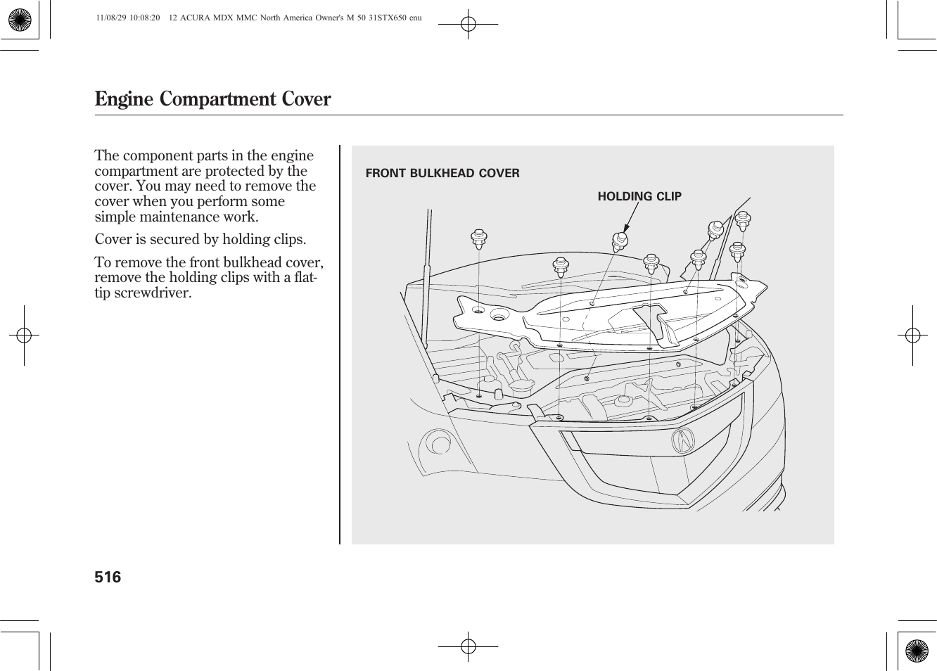 Engine compartment cover | Acura 2012 MDX User Manual | Page 523 / 617