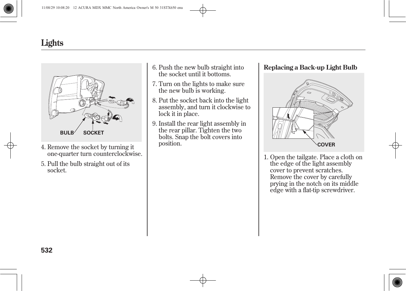 Lights | Acura 2012 MDX User Manual | Page 539 / 617