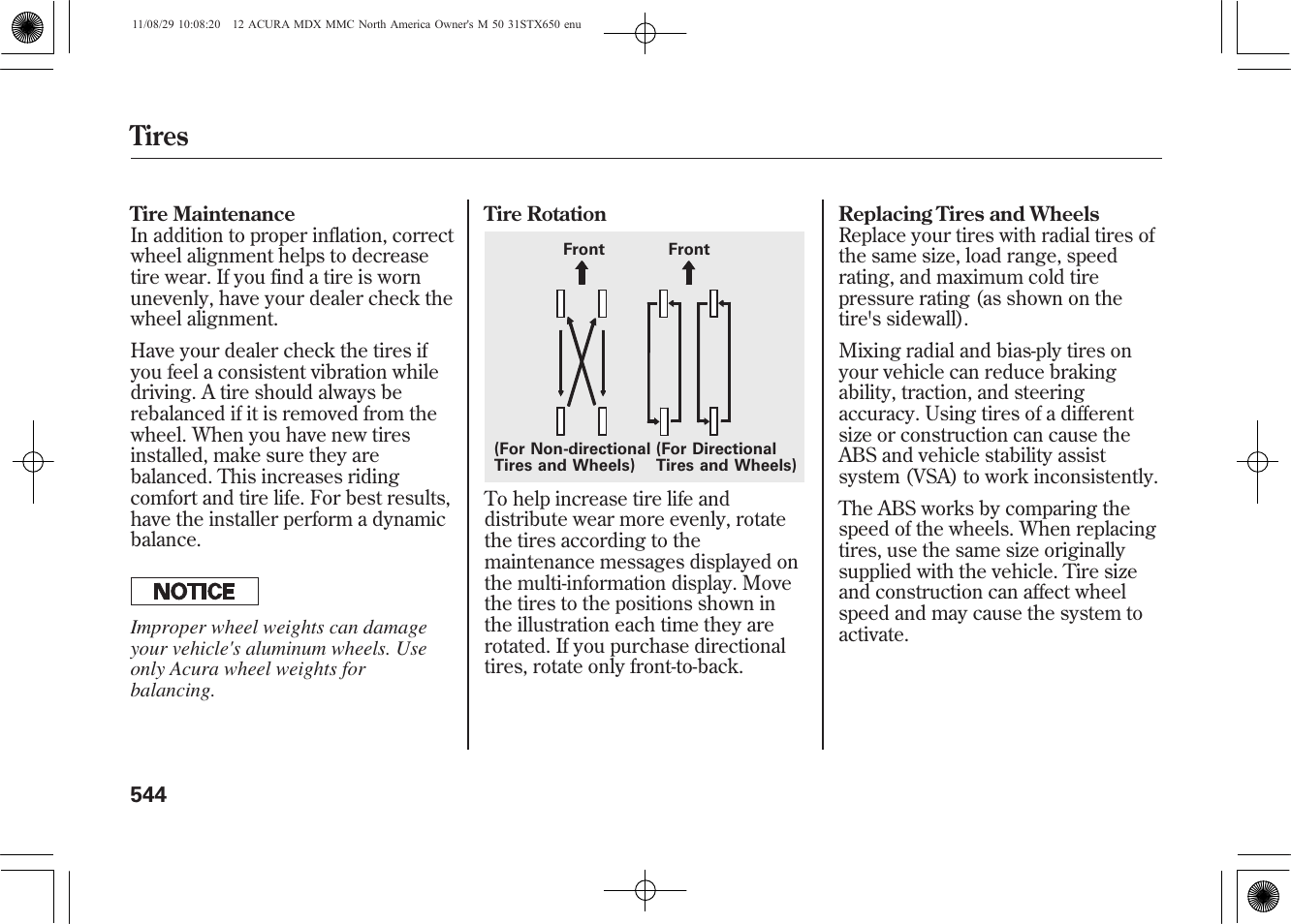 Tires | Acura 2012 MDX User Manual | Page 551 / 617