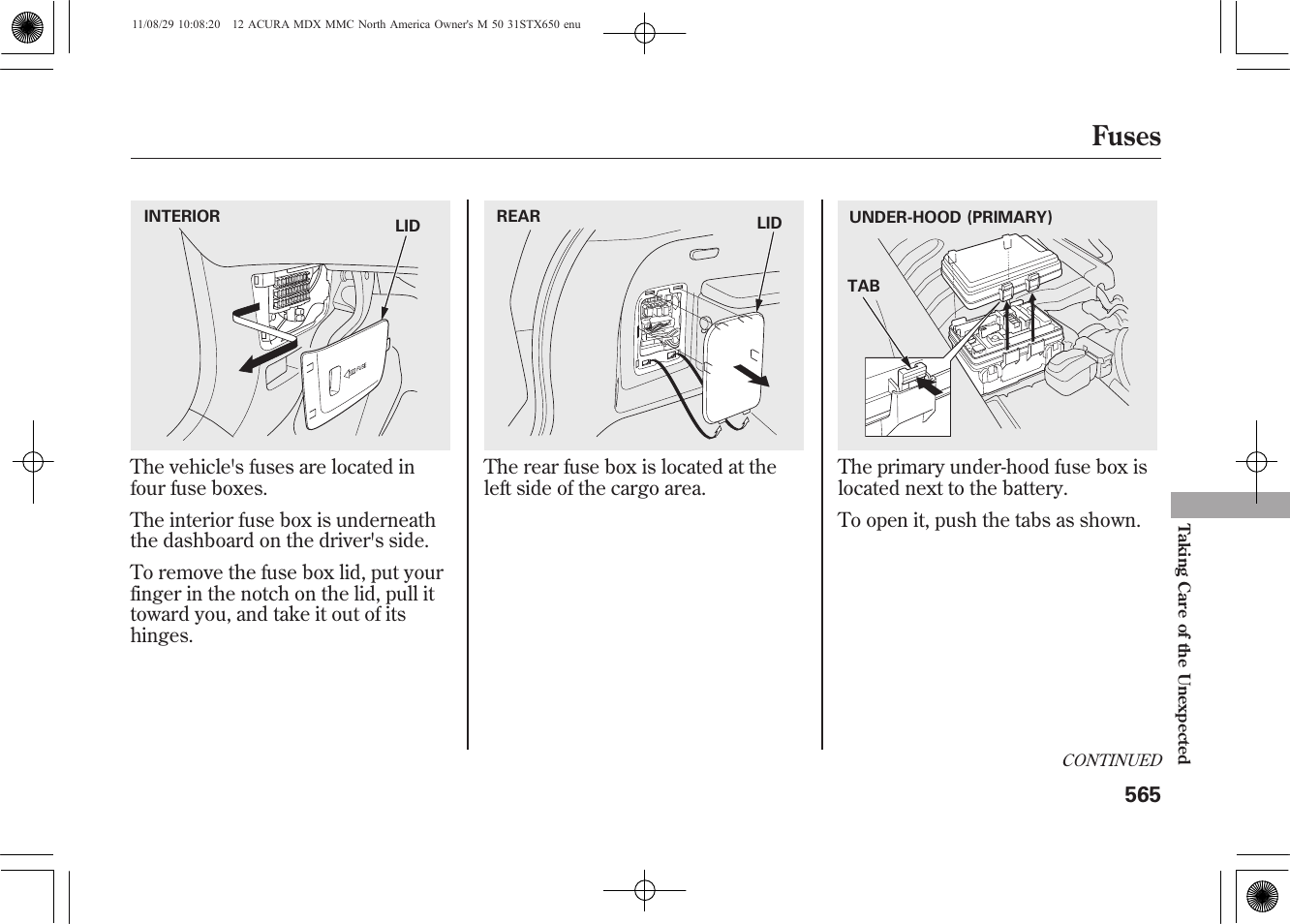 Fuses | Acura 2012 MDX User Manual | Page 572 / 617