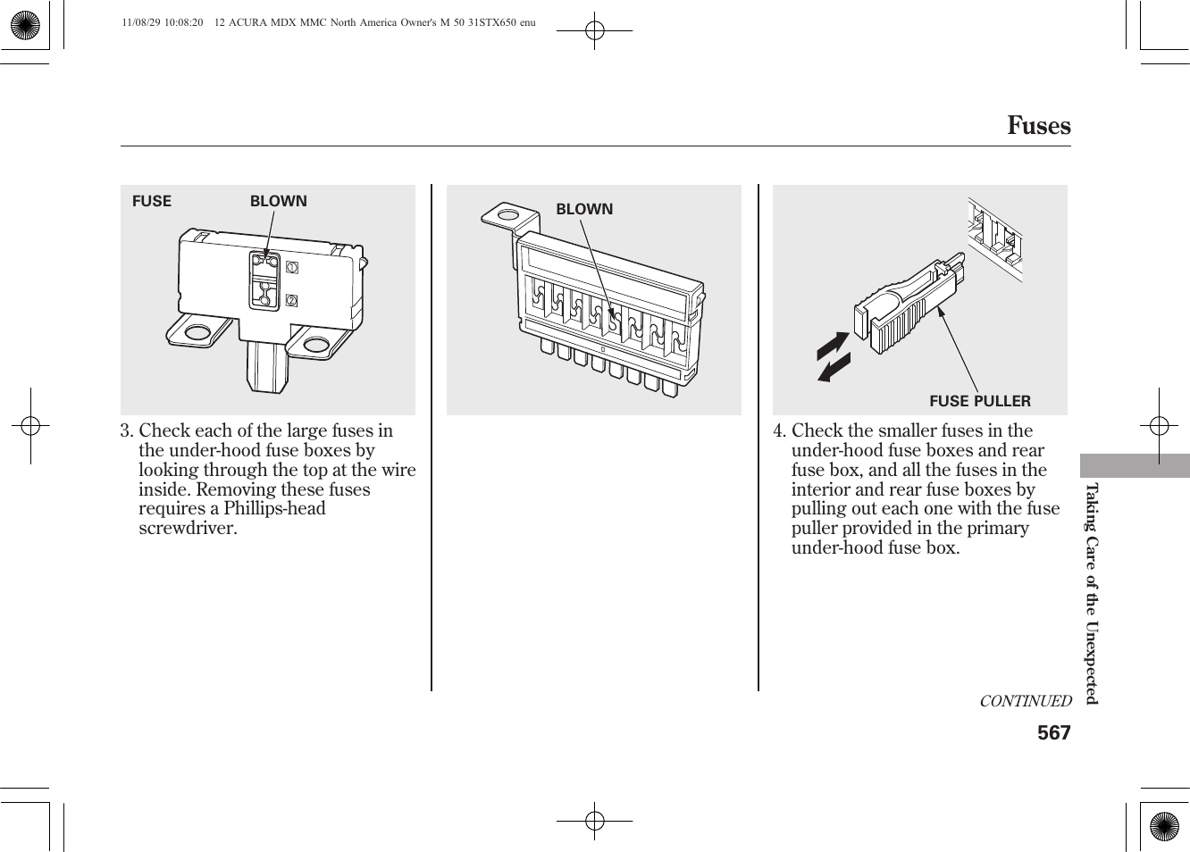 Fuses | Acura 2012 MDX User Manual | Page 574 / 617