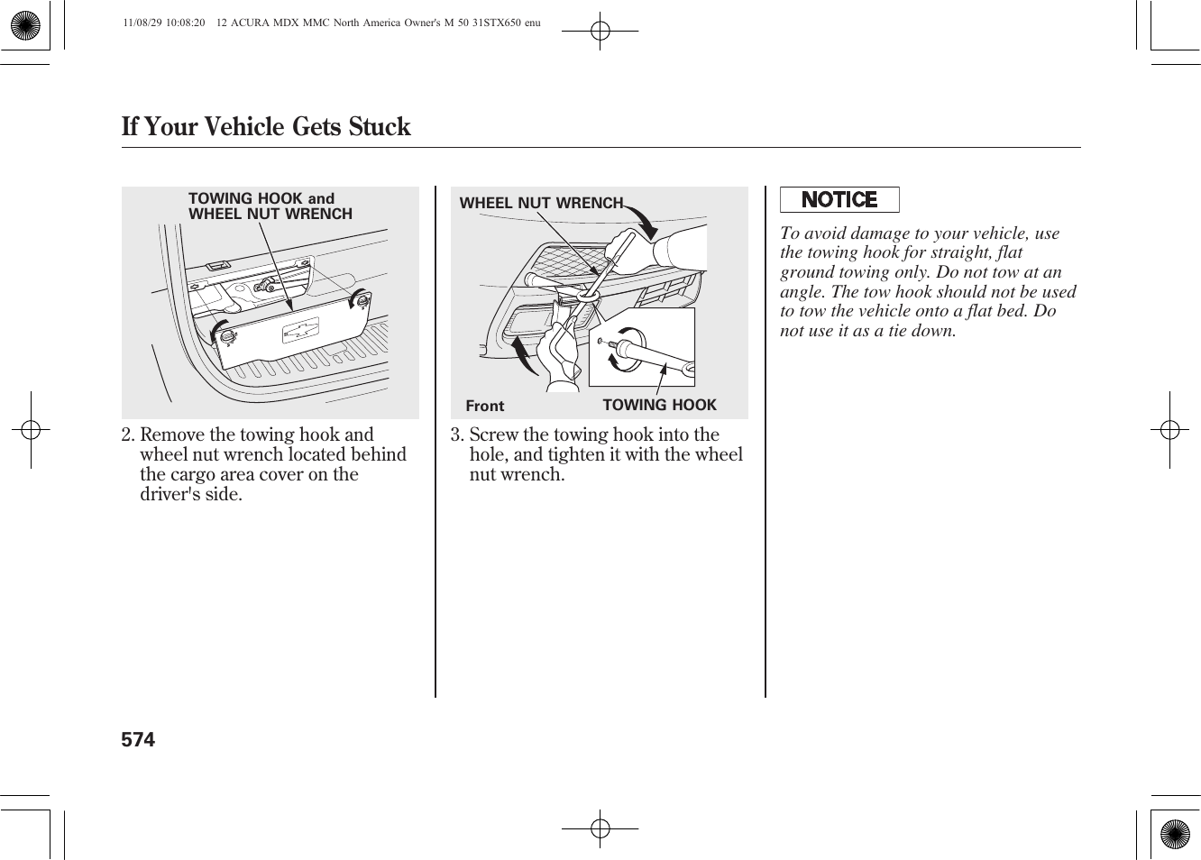 If your vehicle gets stuck | Acura 2012 MDX User Manual | Page 581 / 617