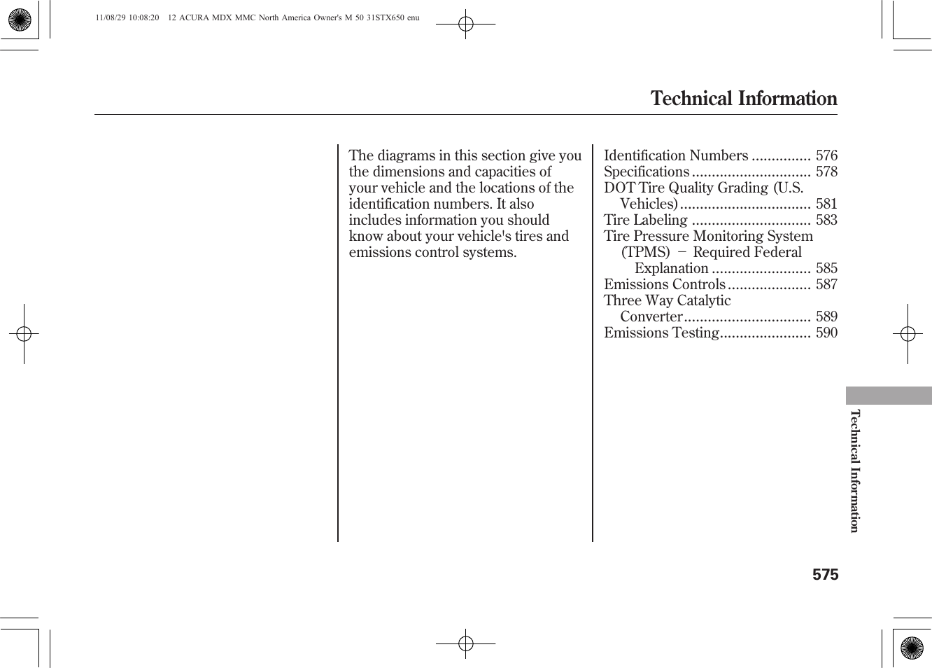Technical information | Acura 2012 MDX User Manual | Page 582 / 617