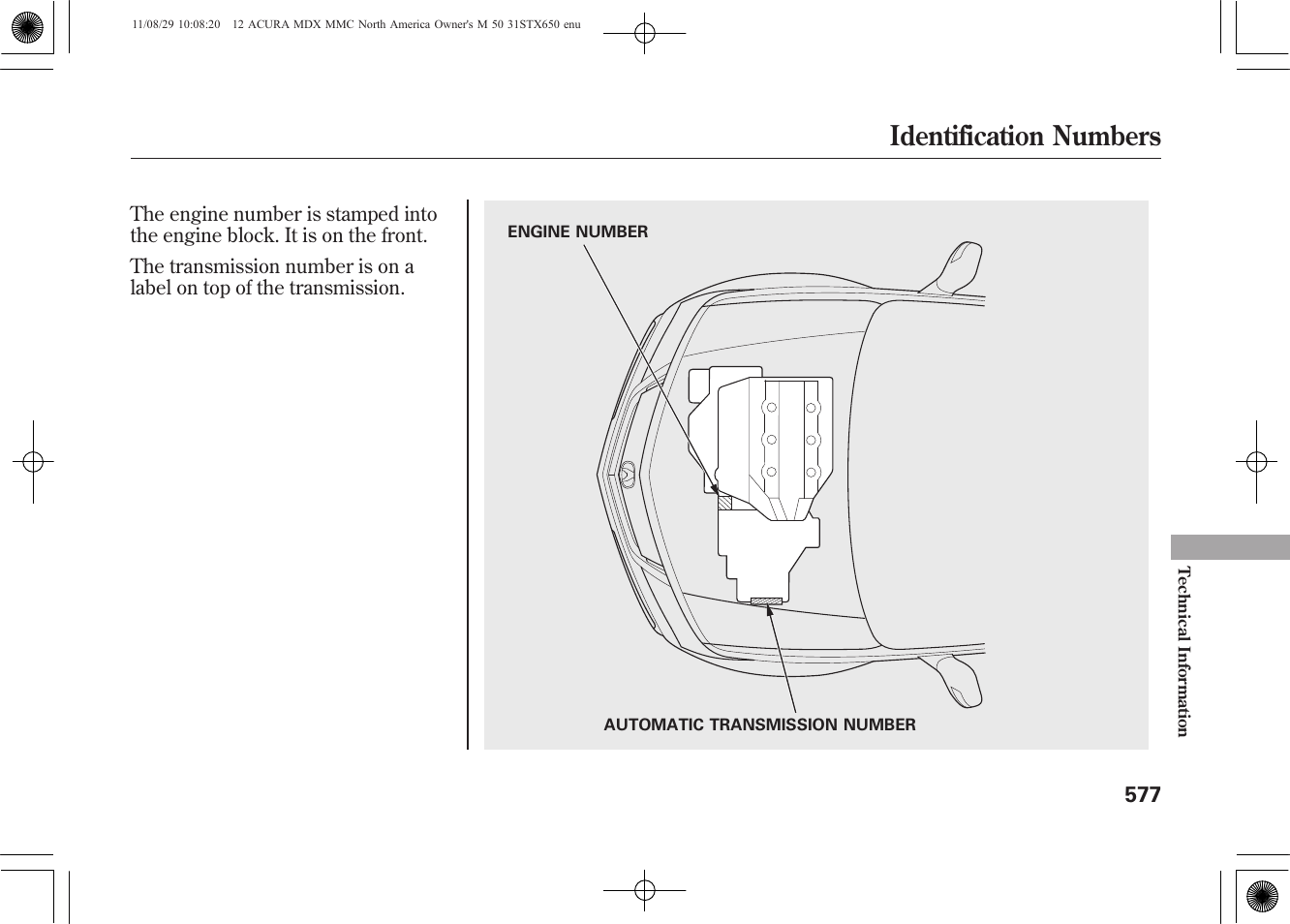 Identification numbers | Acura 2012 MDX User Manual | Page 584 / 617