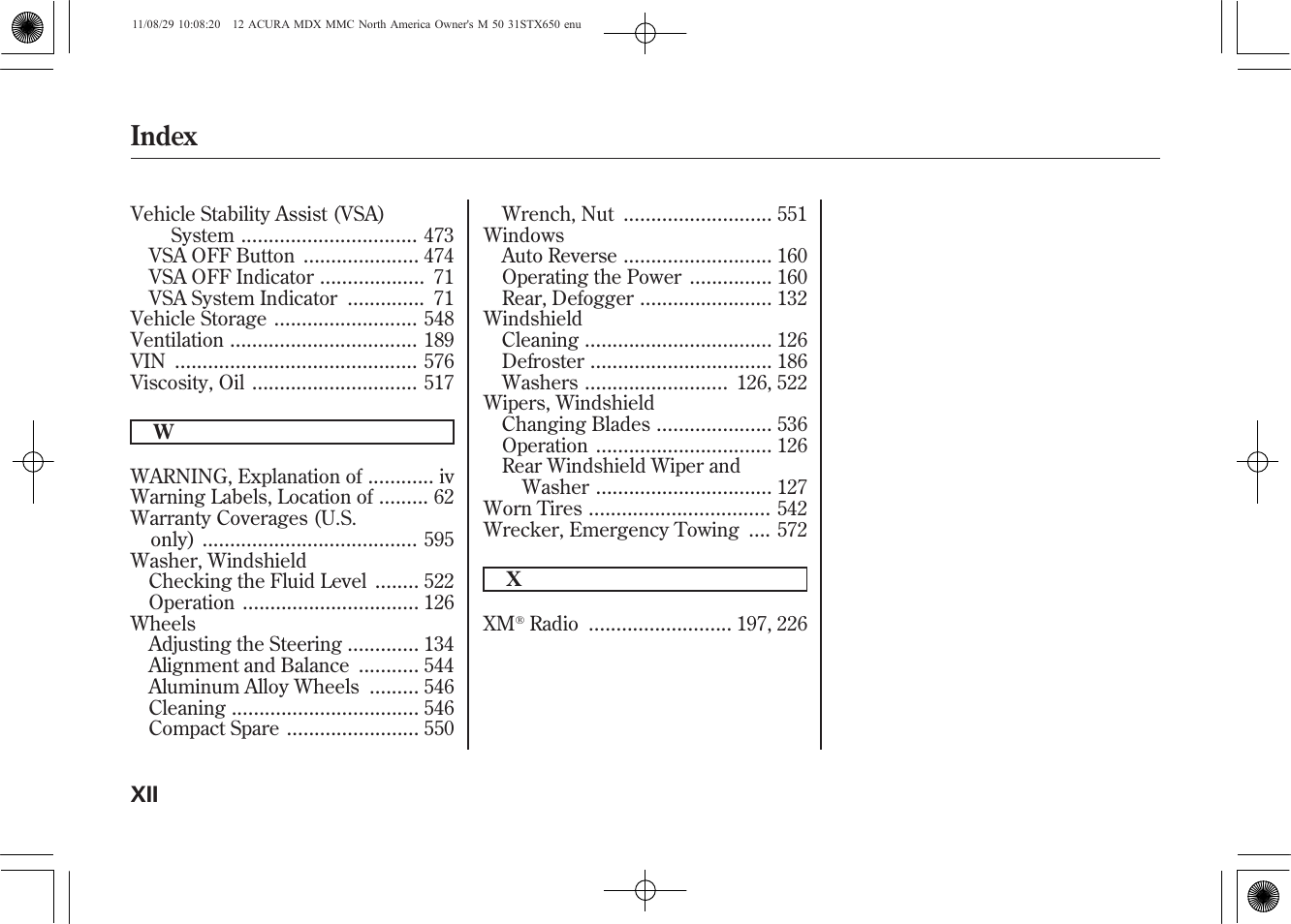 Index | Acura 2012 MDX User Manual | Page 616 / 617