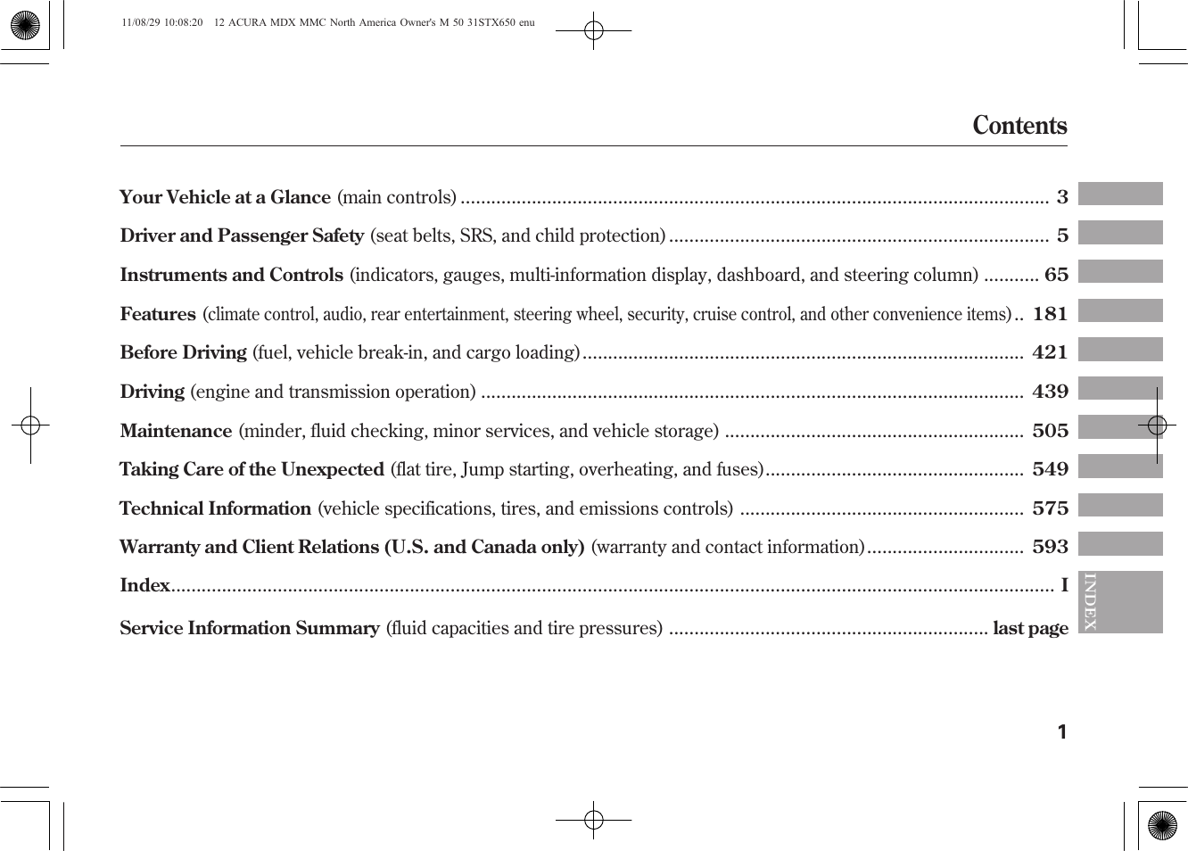 Acura 2012 MDX User Manual | Page 8 / 617