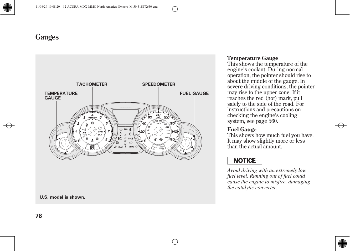Gauges | Acura 2012 MDX User Manual | Page 85 / 617