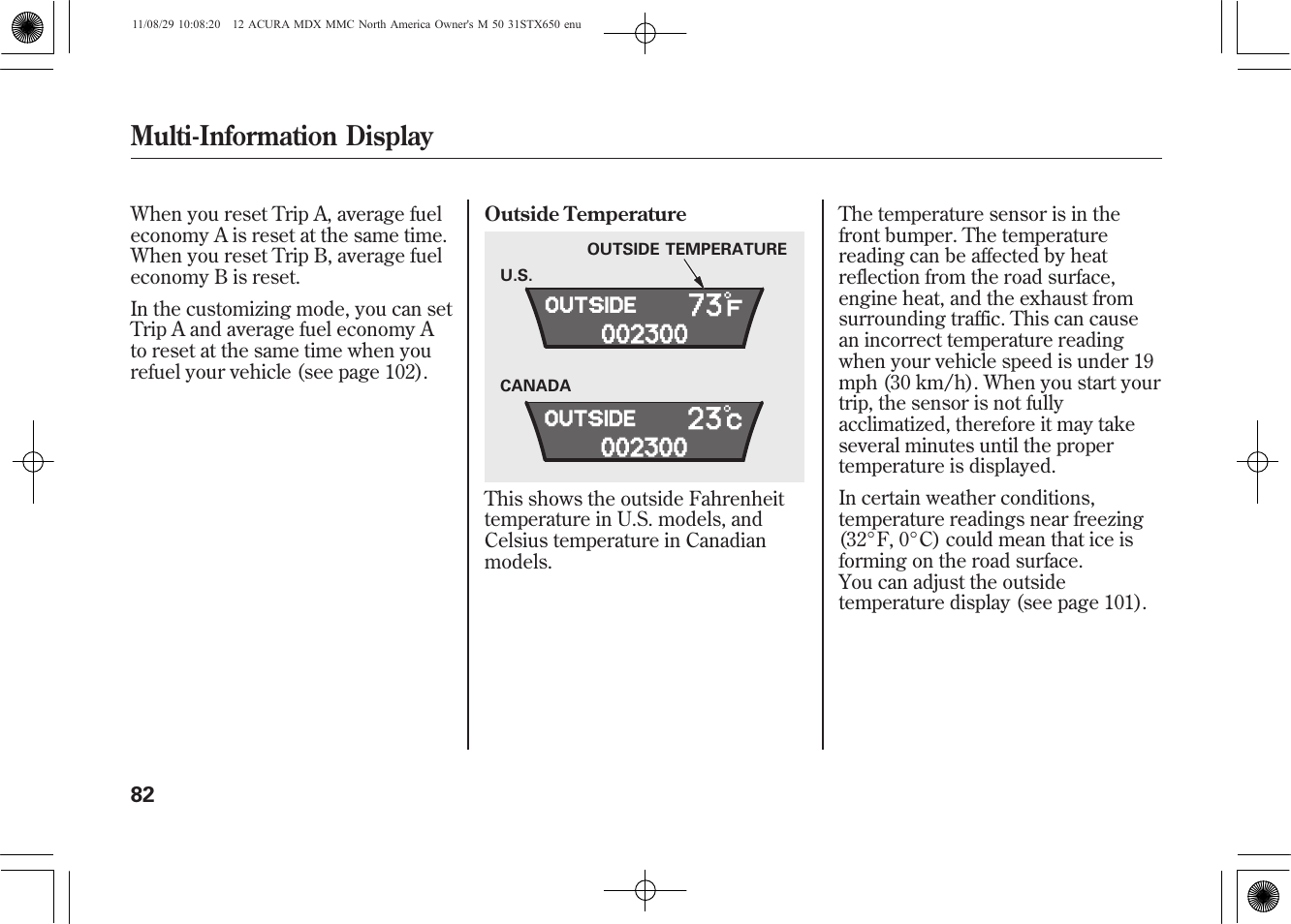 Multi-information display | Acura 2012 MDX User Manual | Page 89 / 617