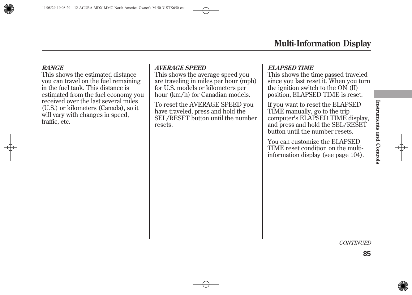 Multi-information display | Acura 2012 MDX User Manual | Page 92 / 617