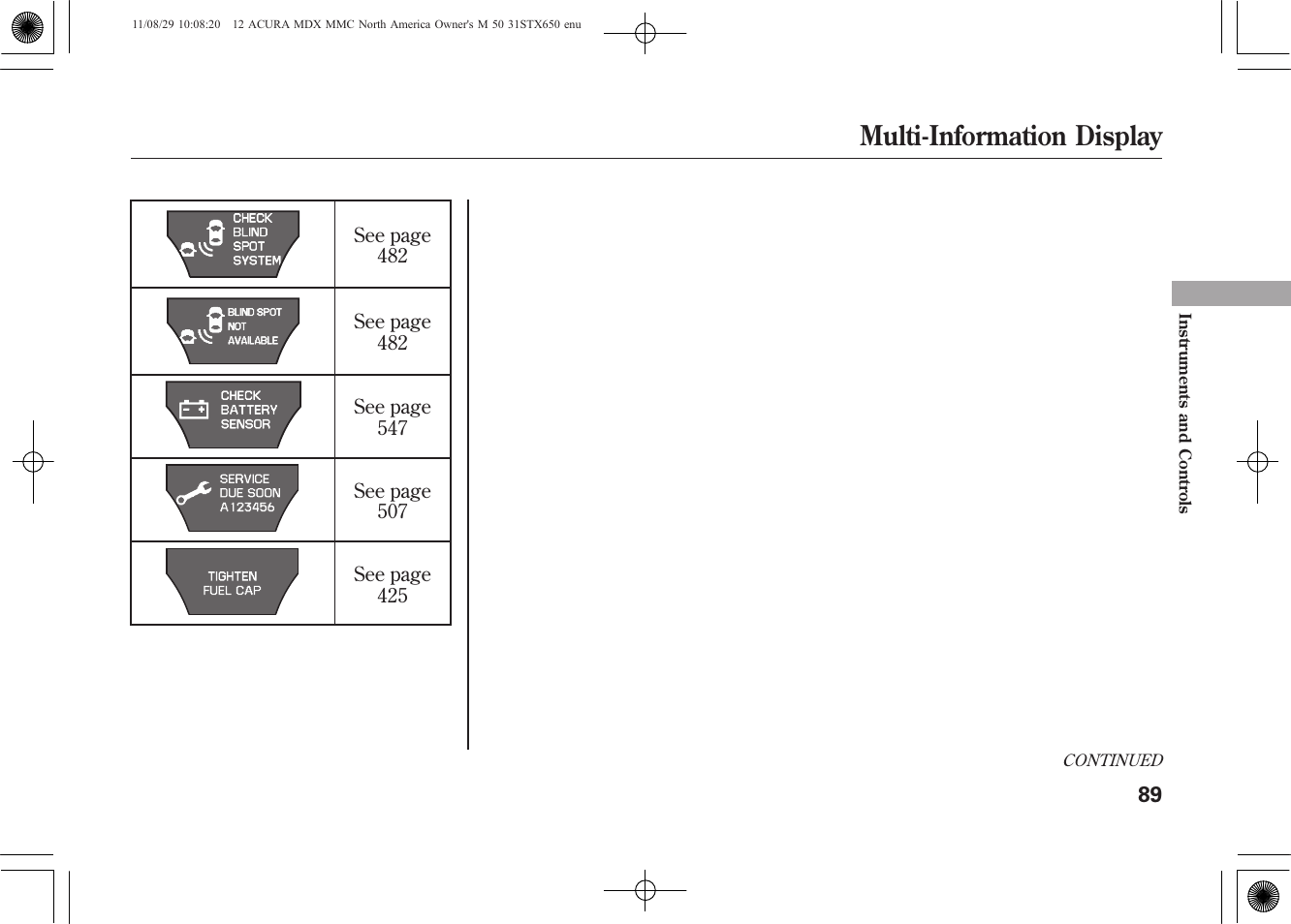 Multi-information display | Acura 2012 MDX User Manual | Page 96 / 617