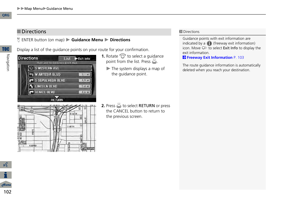2 directions, P. 102, Directions | Acura 2014 RDX Navigation User Manual | Page 103 / 260