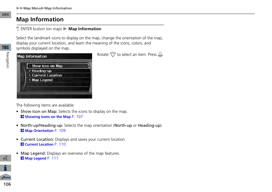 2 map information, P. 106, Map information | Acura 2014 RDX Navigation User Manual | Page 107 / 260
