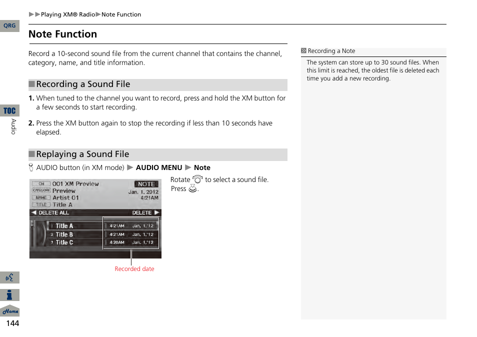 2 note function, P. 144 | Acura 2014 RDX Navigation User Manual | Page 145 / 260