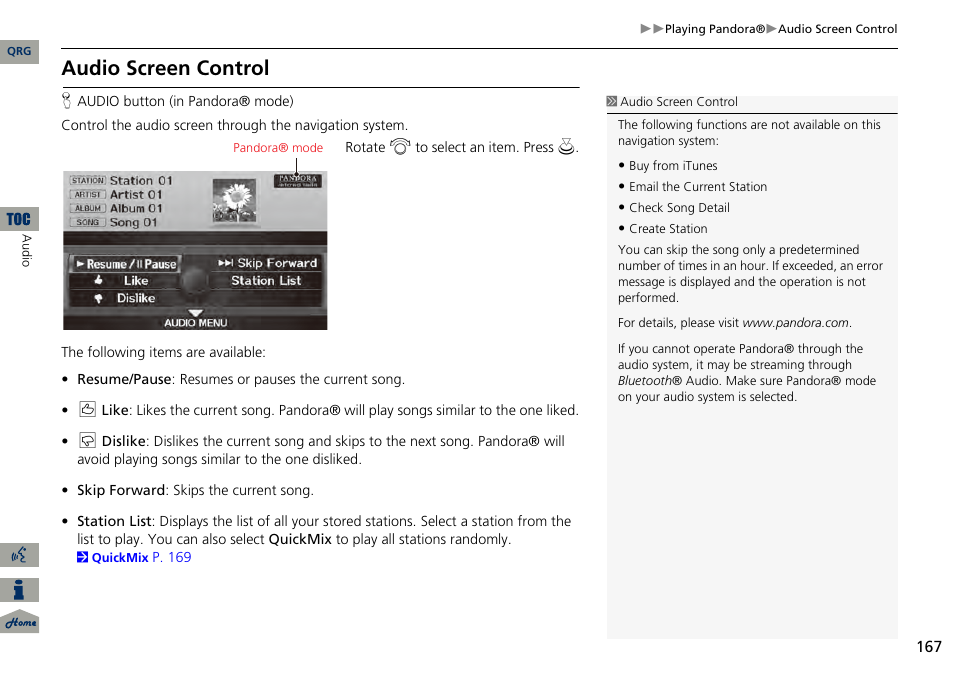 Audio screen control | Acura 2014 RDX Navigation User Manual | Page 168 / 260