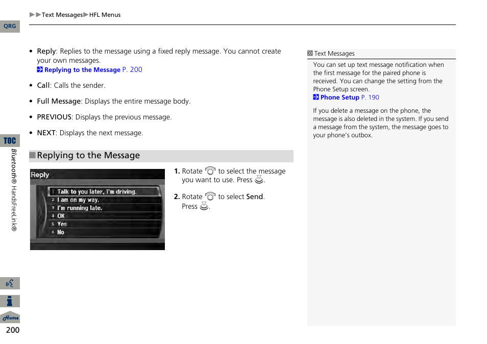 Replying to the message | Acura 2014 RDX Navigation User Manual | Page 201 / 260