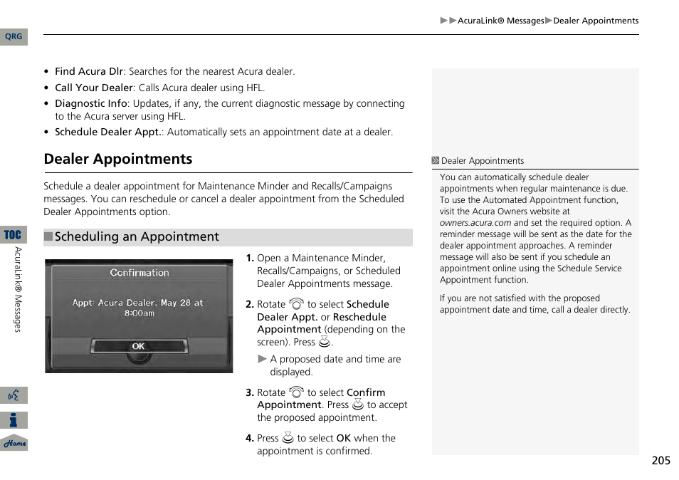 Dealer appointments | Acura 2014 RDX Navigation User Manual | Page 206 / 260