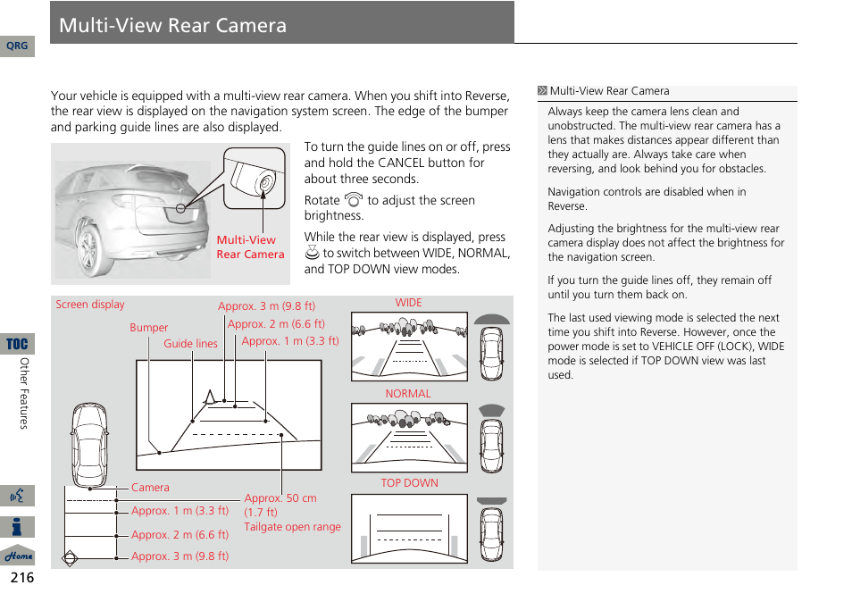 Multi-view rear camera, P216) | Acura 2014 RDX Navigation User Manual | Page 217 / 260