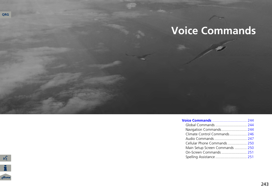 Voice commands, 2 voice commands p. 243, P.243 | P243) | Acura 2014 RDX Navigation User Manual | Page 244 / 260