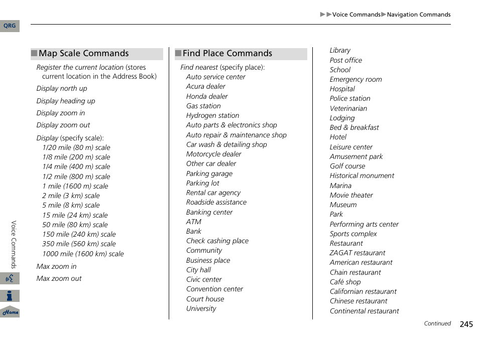 2 map scale commands p. 245 | Acura 2014 RDX Navigation User Manual | Page 246 / 260
