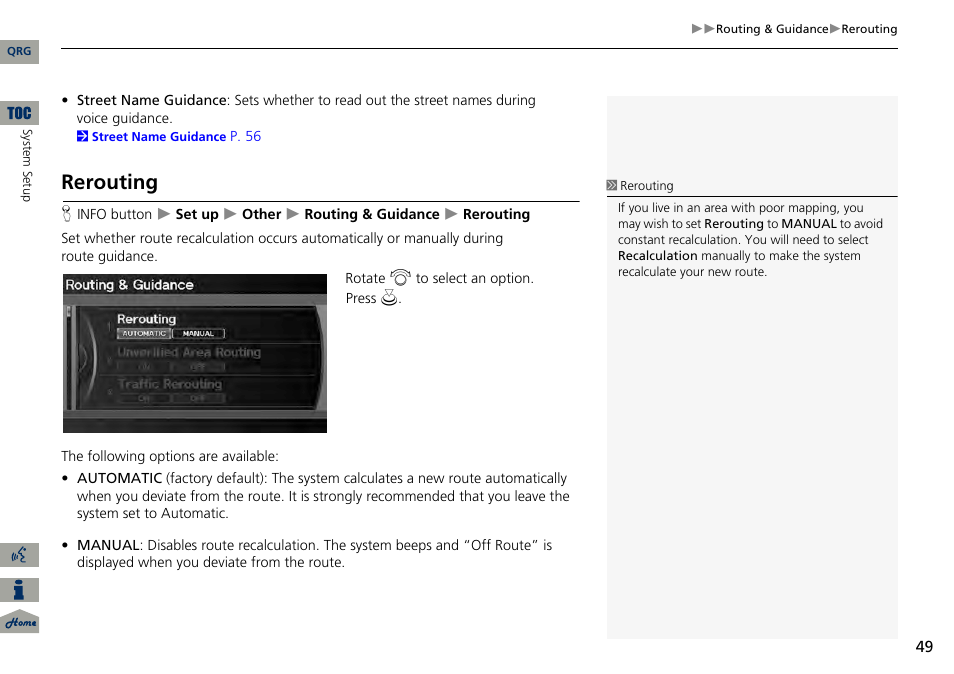 2 rerouting, P. 49, Rerouting | Acura 2014 RDX Navigation User Manual | Page 50 / 260