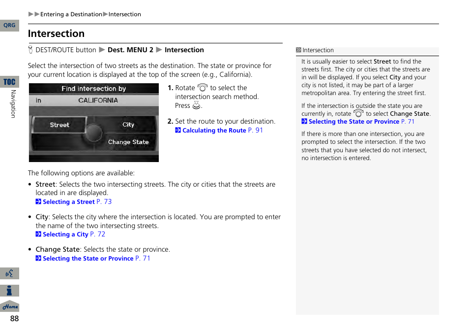 2 intersection, P. 88 | Acura 2014 RDX Navigation User Manual | Page 89 / 260