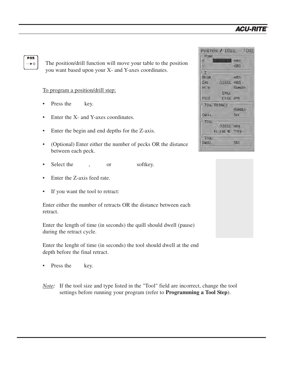 Program steps, Operation manual | ACU-RITE MILLPWR 3 Axes User Manual | Page 102 / 241
