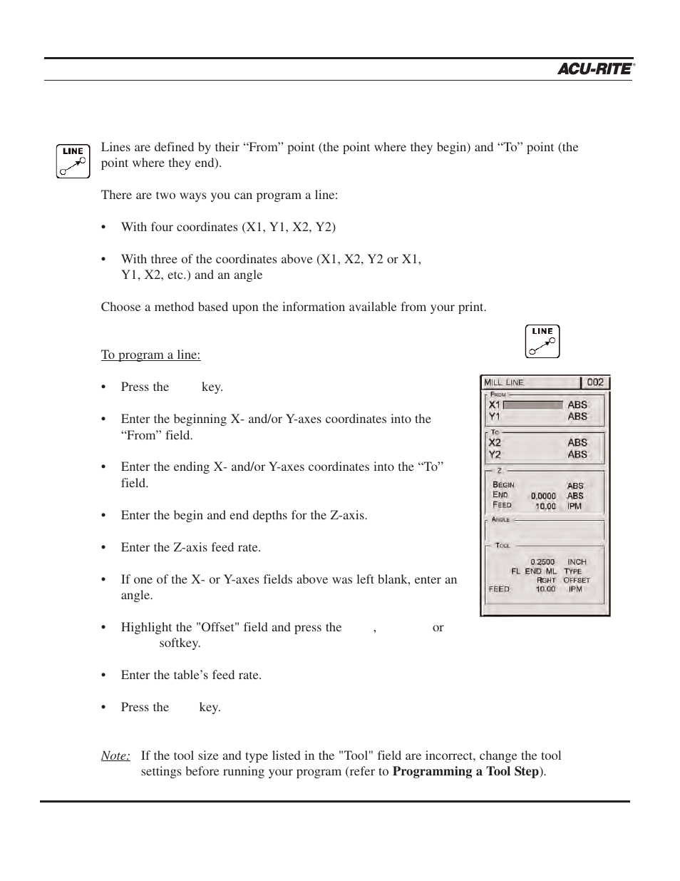 Program steps | ACU-RITE MILLPWR 3 Axes User Manual | Page 104 / 241