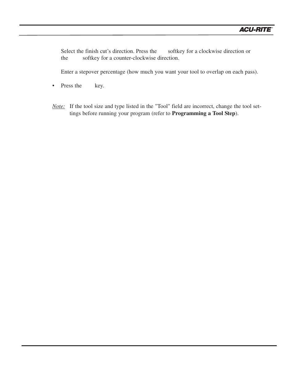 Program steps | ACU-RITE MILLPWR 3 Axes User Manual | Page 111 / 241