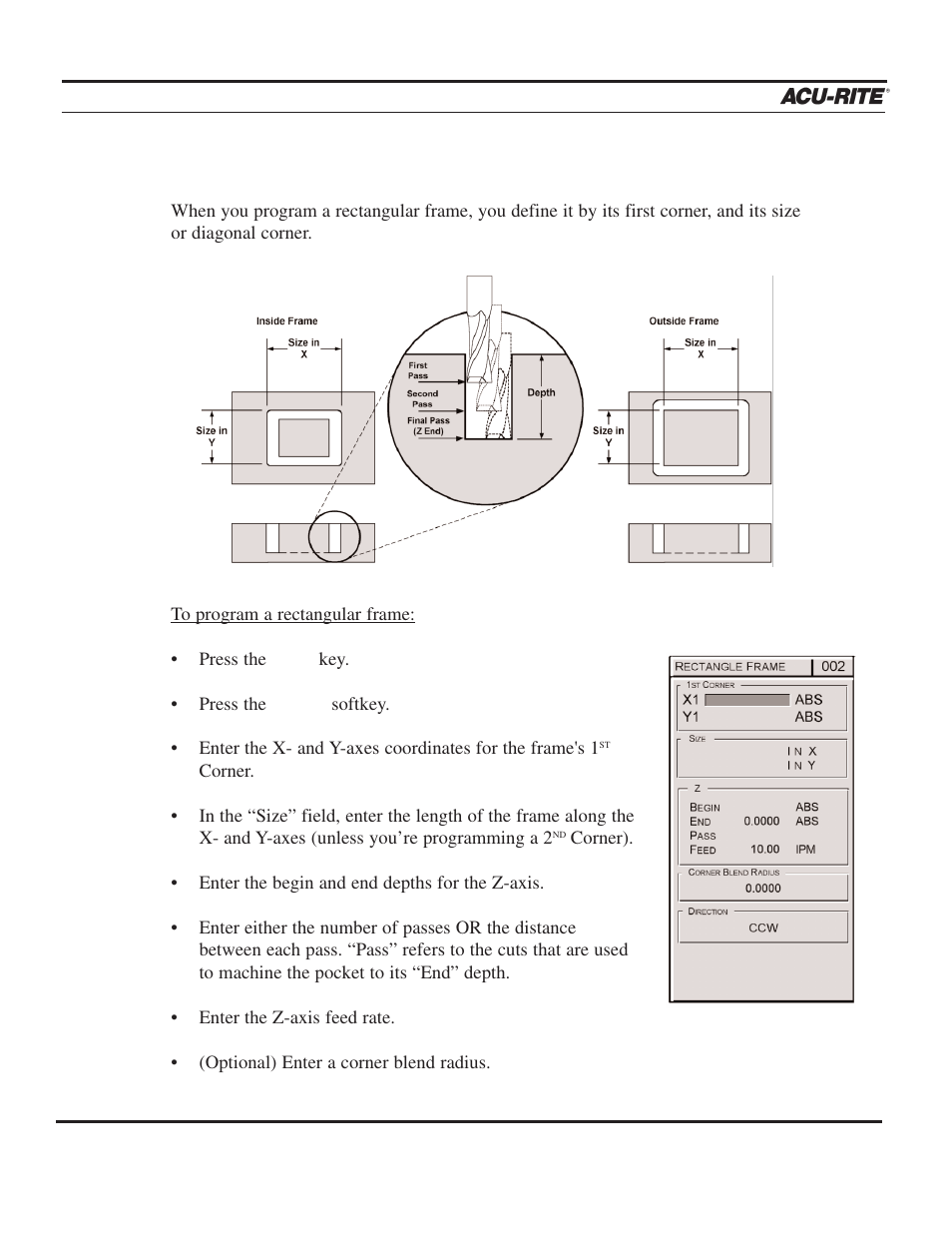 Program steps, Operation manual | ACU-RITE MILLPWR 3 Axes User Manual | Page 112 / 241