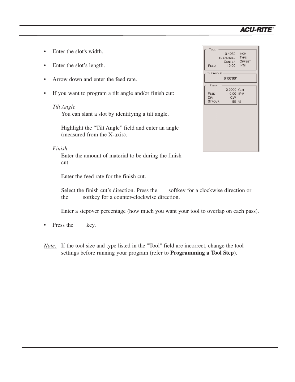 Program steps | ACU-RITE MILLPWR 3 Axes User Manual | Page 117 / 241