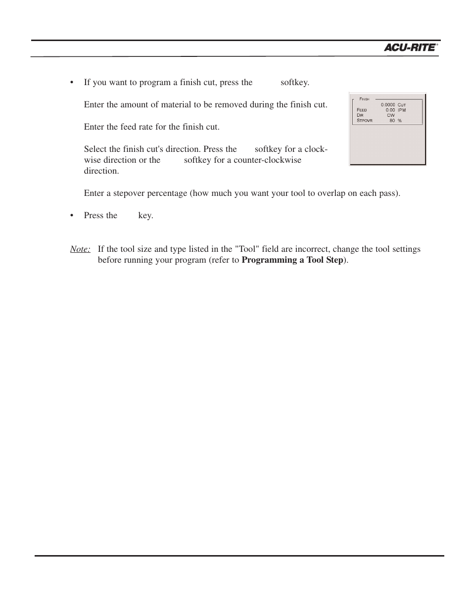 Program steps | ACU-RITE MILLPWR 3 Axes User Manual | Page 119 / 241
