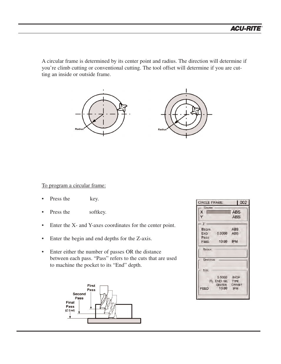 Program steps, Operation manual | ACU-RITE MILLPWR 3 Axes User Manual | Page 120 / 241