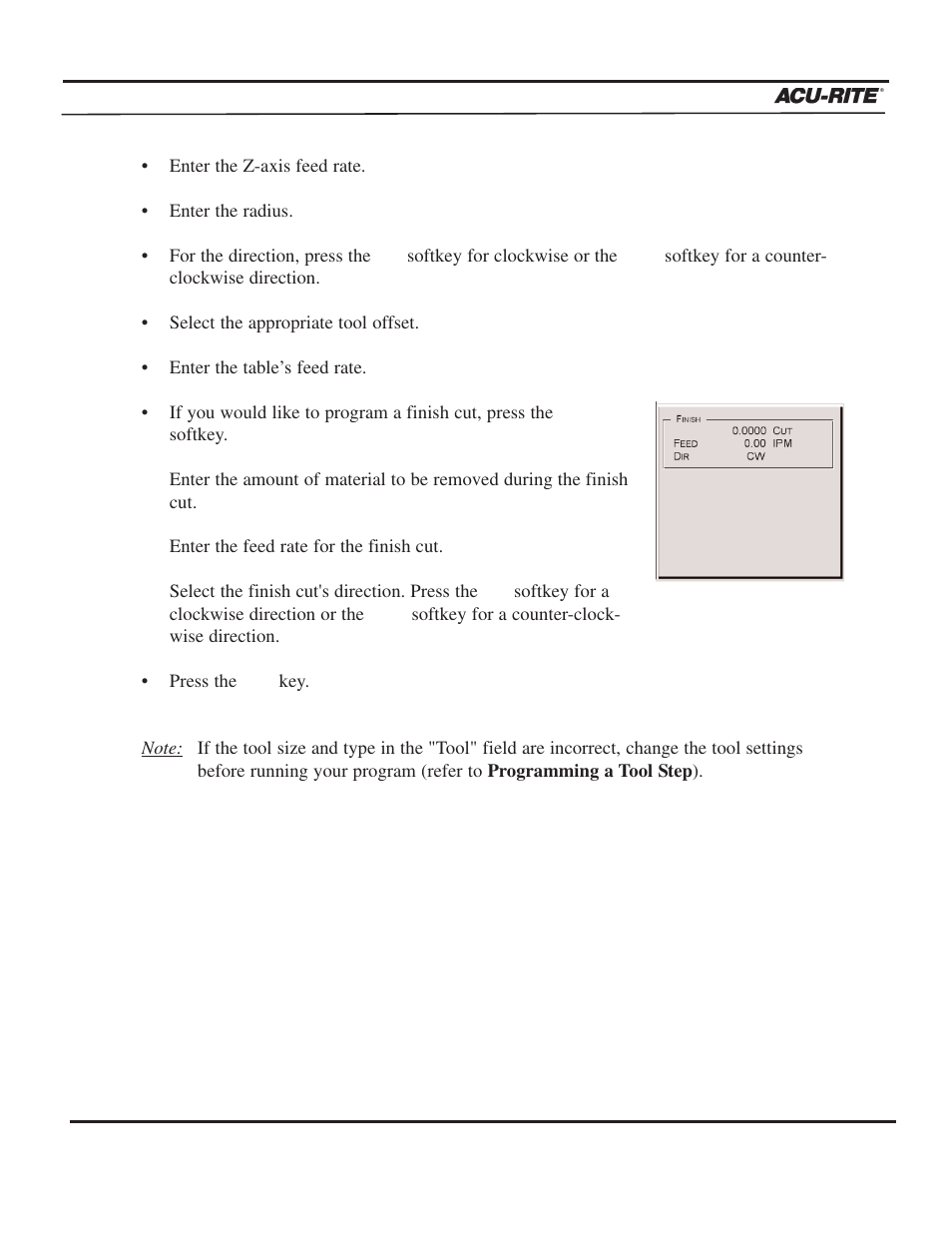 Program steps | ACU-RITE MILLPWR 3 Axes User Manual | Page 121 / 241