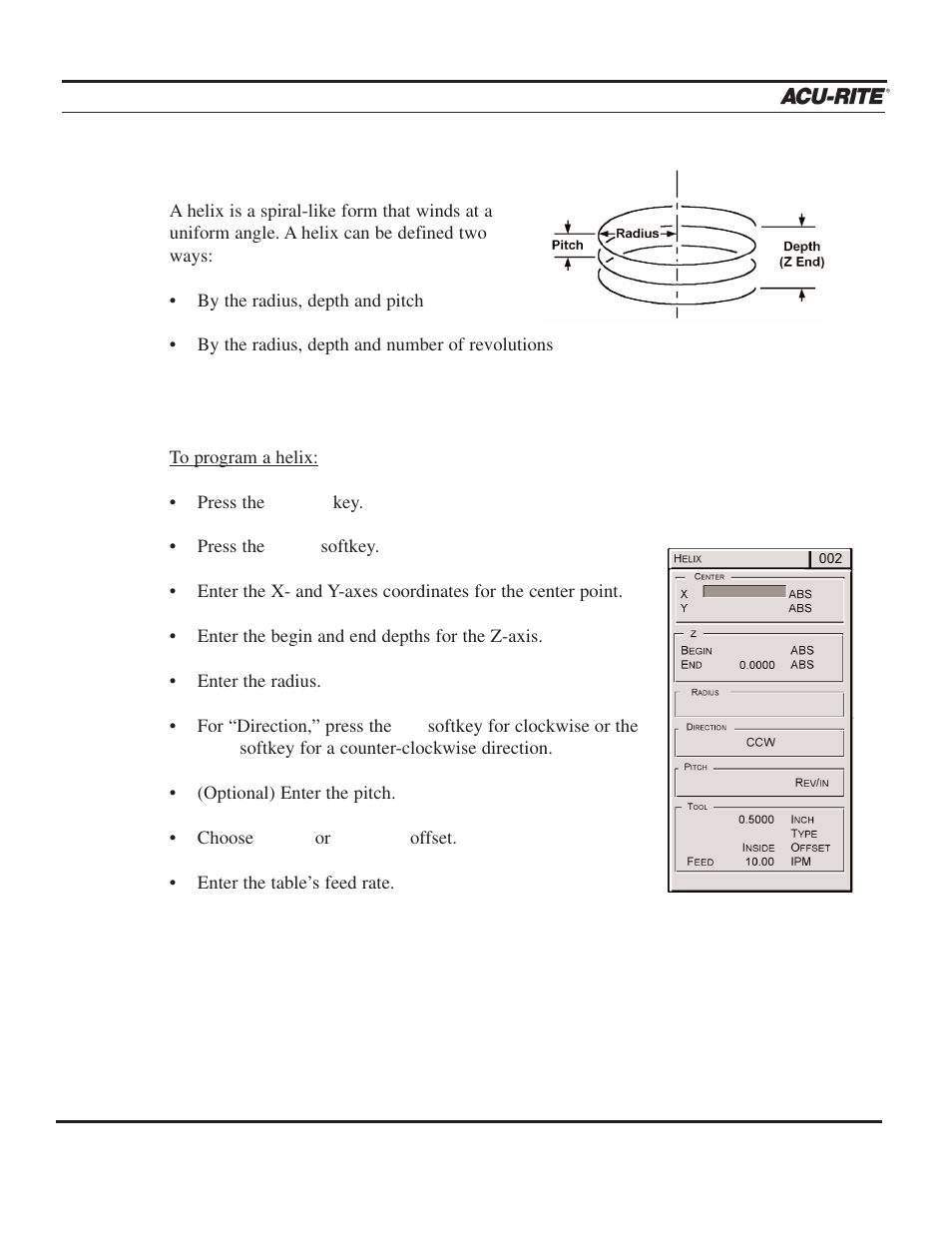 Program steps | ACU-RITE MILLPWR 3 Axes User Manual | Page 124 / 241