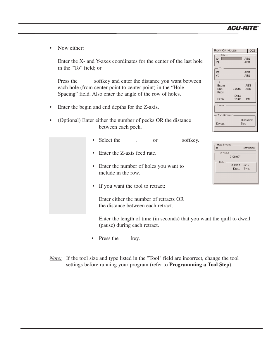 Program steps, Operation manual | ACU-RITE MILLPWR 3 Axes User Manual | Page 127 / 241