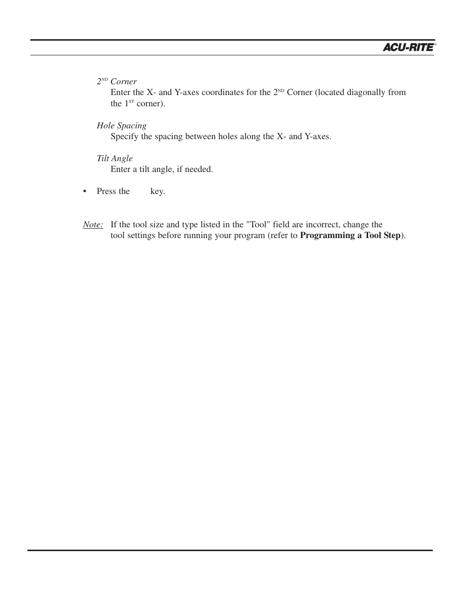 Program steps, Operation manual | ACU-RITE MILLPWR 3 Axes User Manual | Page 130 / 241