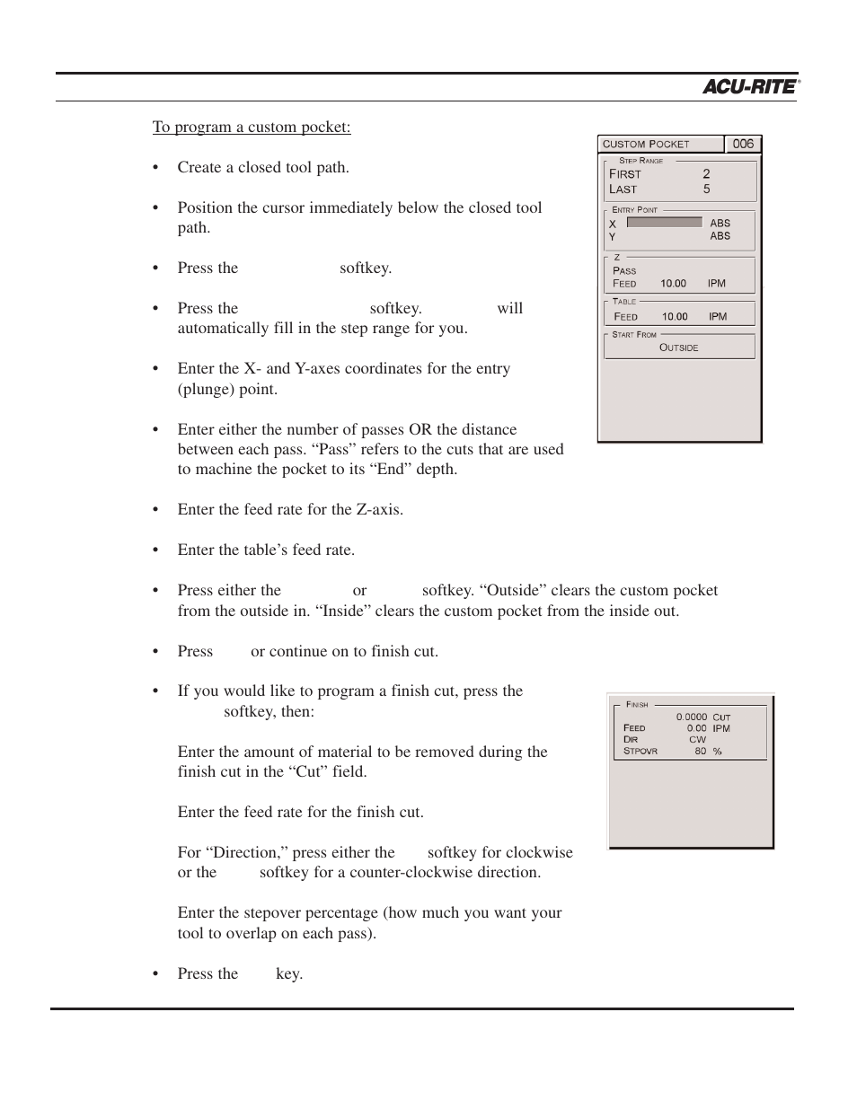 Program steps, Operation manual | ACU-RITE MILLPWR 3 Axes User Manual | Page 134 / 241