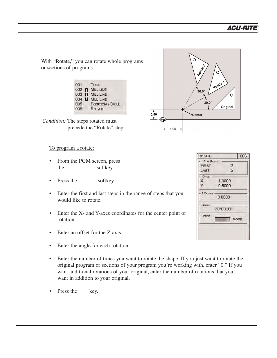 Program steps | ACU-RITE MILLPWR 3 Axes User Manual | Page 136 / 241