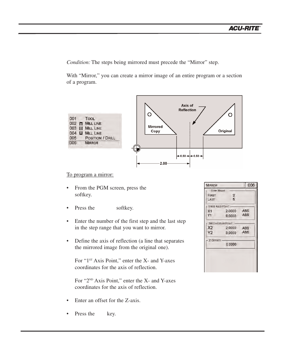 Program steps, Operation manual | ACU-RITE MILLPWR 3 Axes User Manual | Page 137 / 241