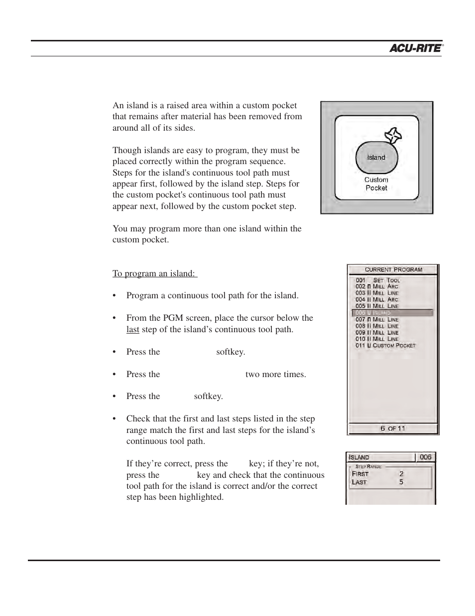 Program steps | ACU-RITE MILLPWR 3 Axes User Manual | Page 150 / 241