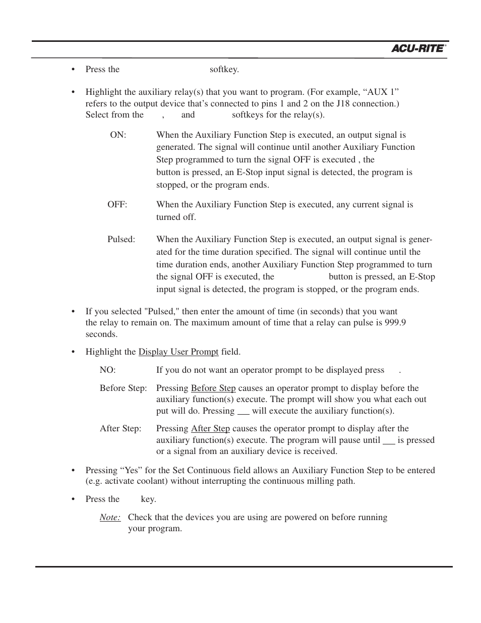 Program steps, Operation manual | ACU-RITE MILLPWR 3 Axes User Manual | Page 155 / 241