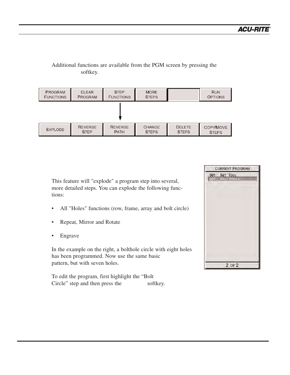 Program steps | ACU-RITE MILLPWR 3 Axes User Manual | Page 156 / 241